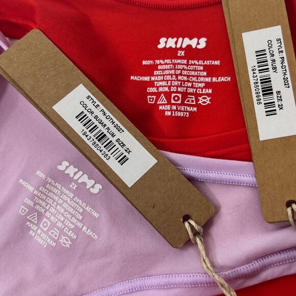 SKIMS Fits Everybody Dipped Thong Lot of 2 Sugar Plum Ruby 2X - Picture 10 of 11